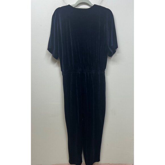 Saturday Sunday Anthropologie Blue Velour jumpsuit medium - Picture 7 of 11